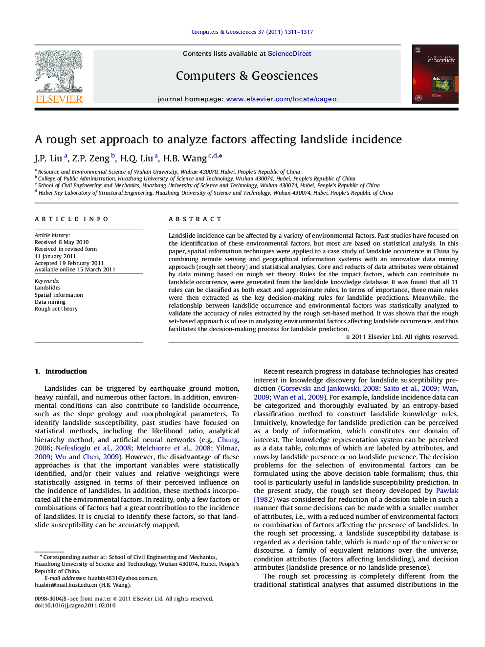 A rough set approach to analyze factors affecting landslide incidence