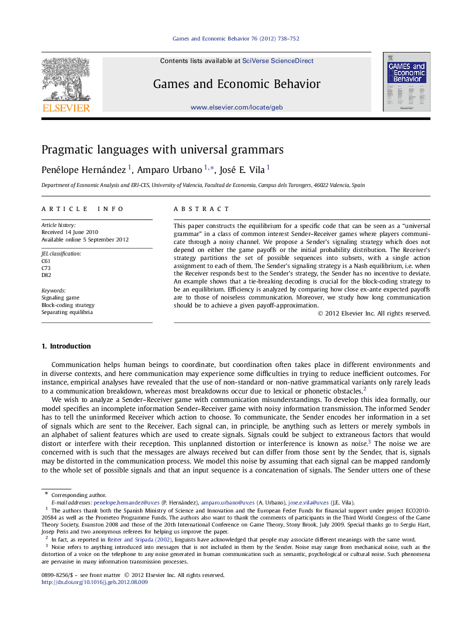 Pragmatic languages with universal grammars