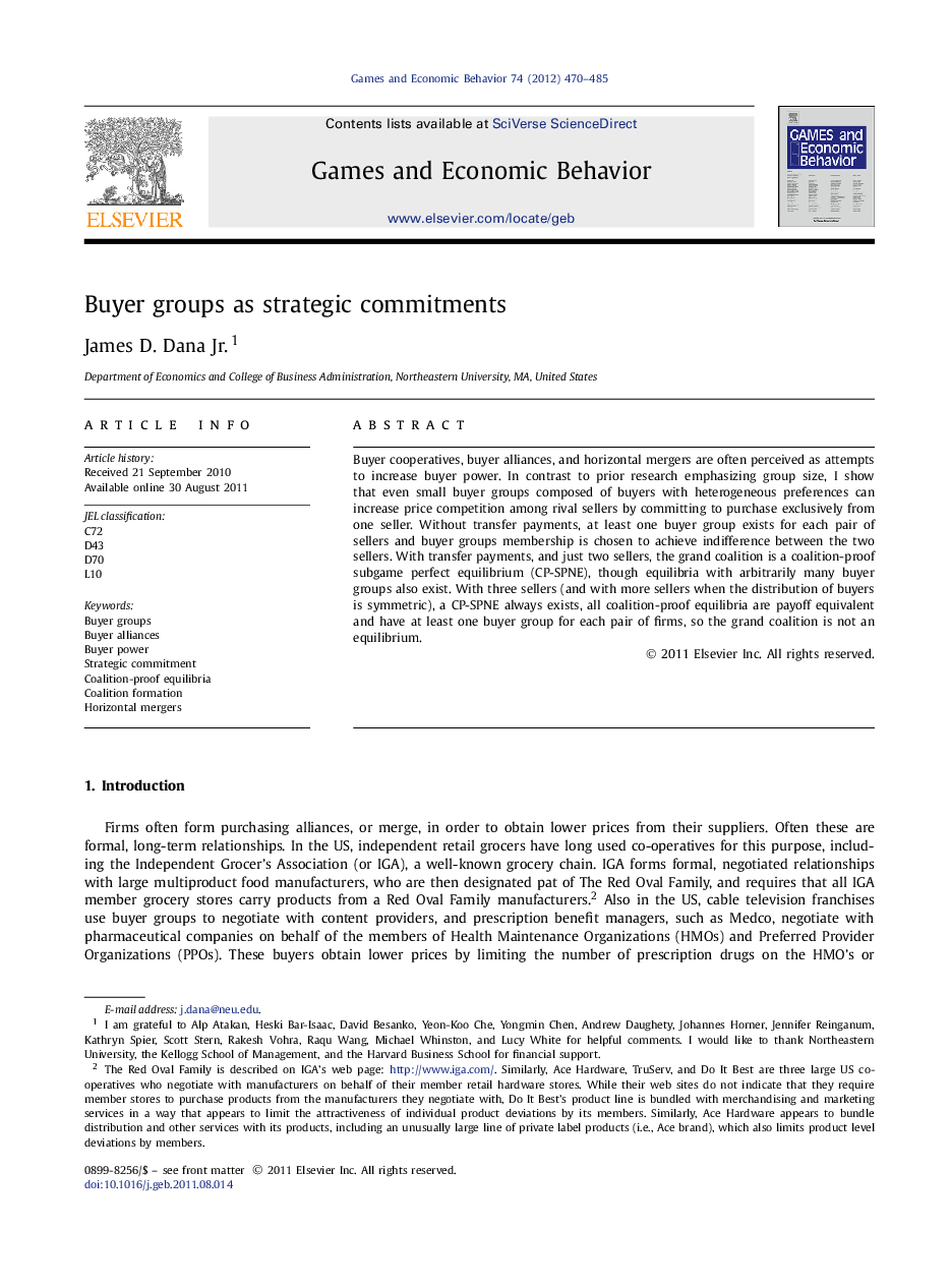 Buyer groups as strategic commitments