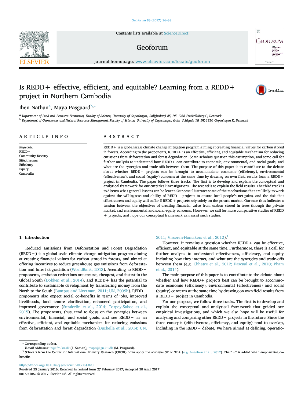 Is REDD+ effective, efficient, and equitable? Learning from a REDD+ project in Northern Cambodia