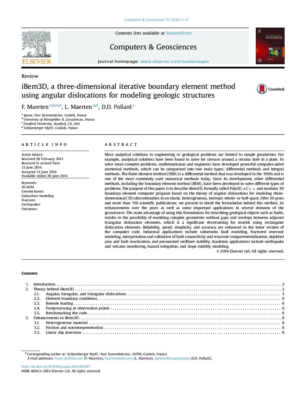 iBem3D, a three-dimensional iterative boundary element method using angular dislocations for modeling geologic structures