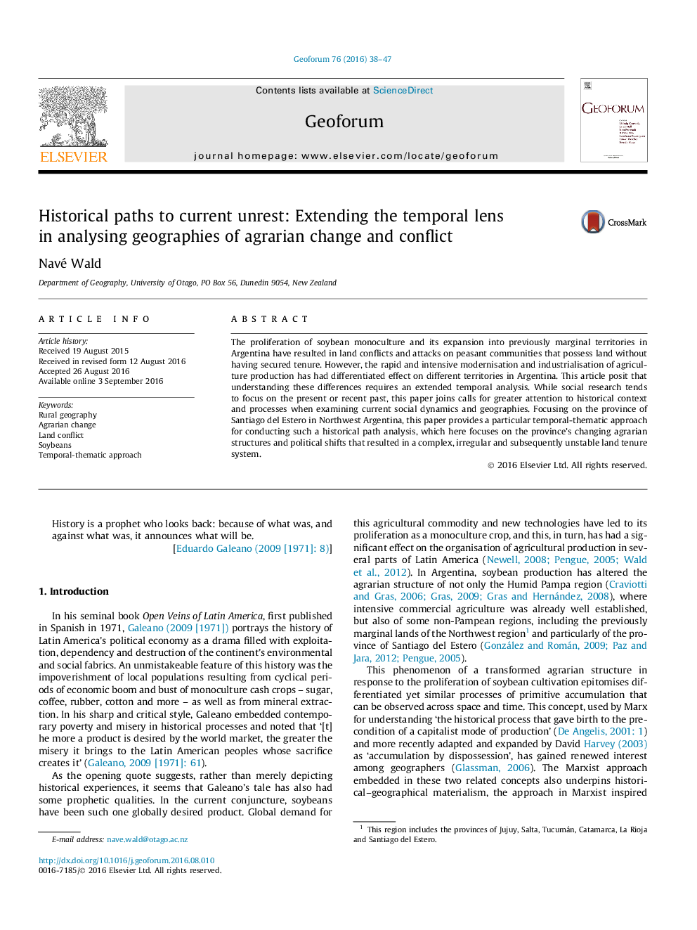 Historical paths to current unrest: Extending the temporal lens in analysing geographies of agrarian change and conflict