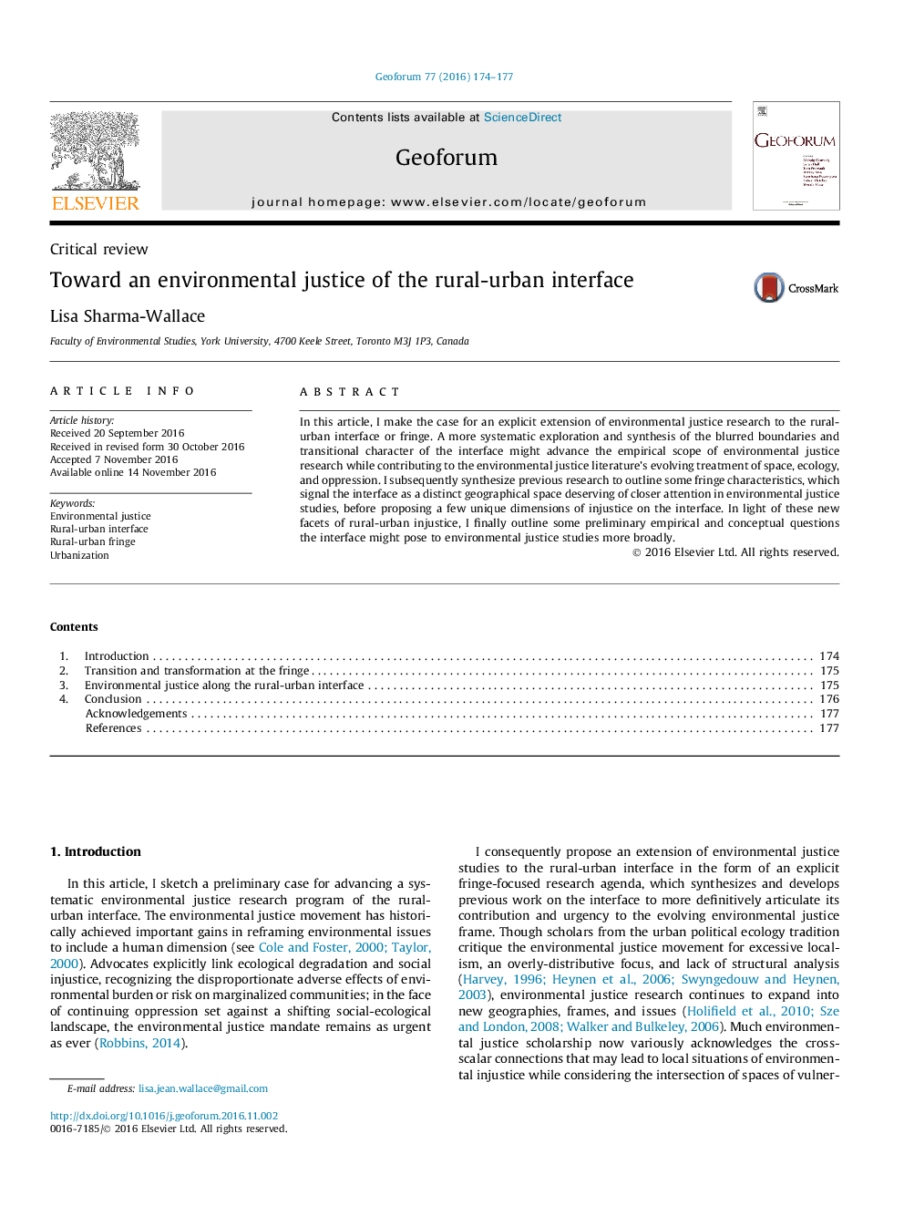 Critical reviewToward an environmental justice of the rural-urban interface