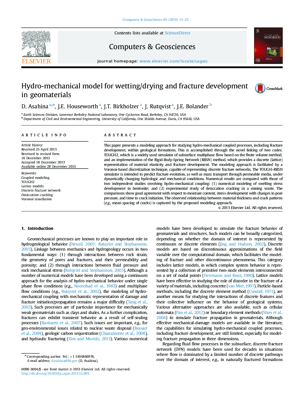 Hydro-mechanical model for wetting/drying and fracture development in geomaterials