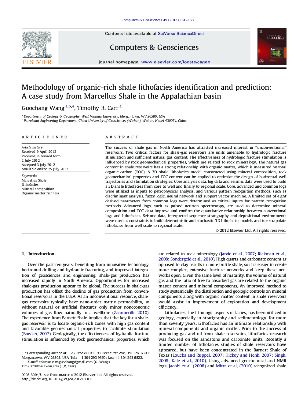 Methodology of organic-rich shale lithofacies identification and prediction: A case study from Marcellus Shale in the Appalachian basin