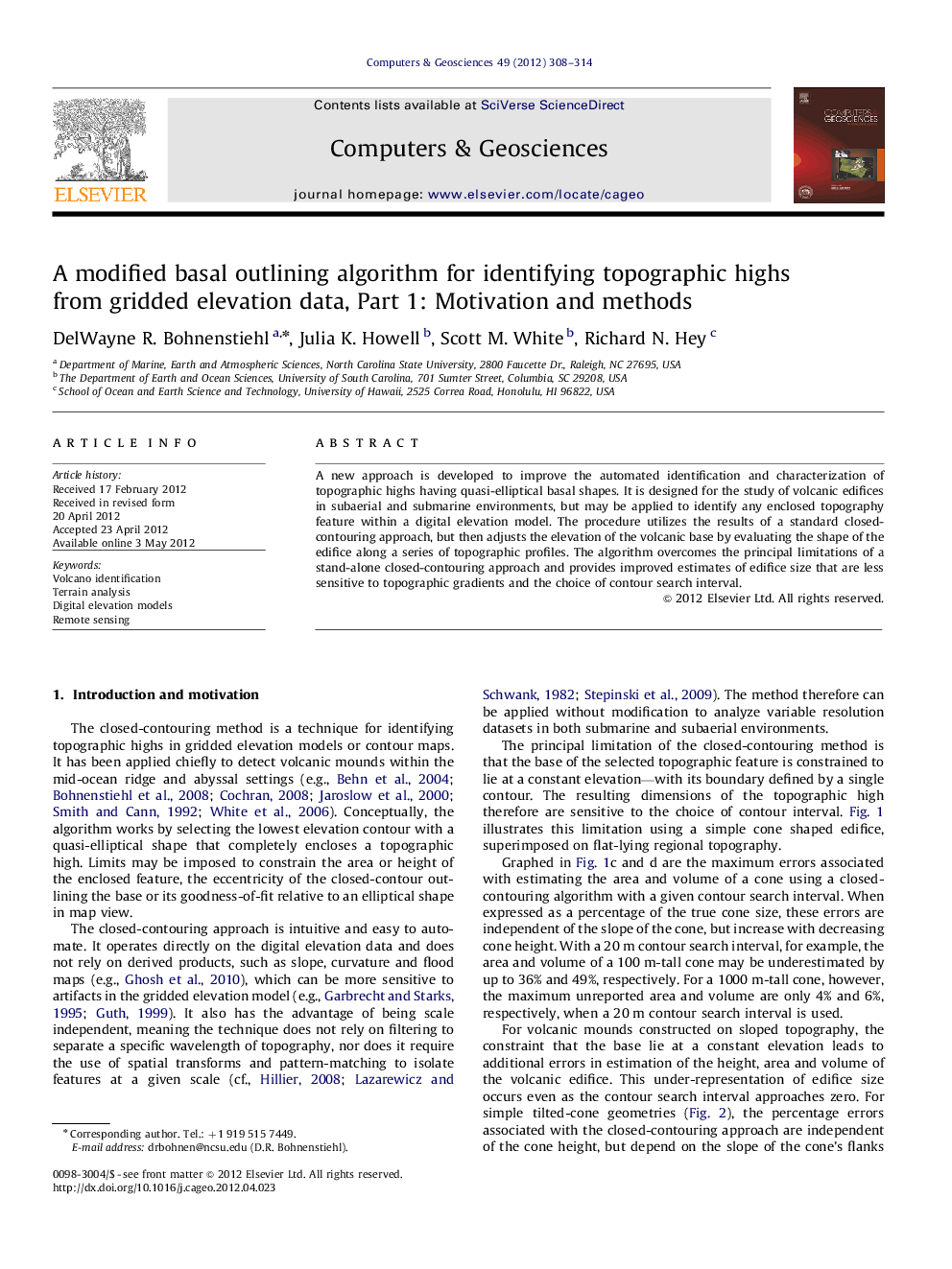 A modified basal outlining algorithm for identifying topographic highs from gridded elevation data, Part 1: Motivation and methods