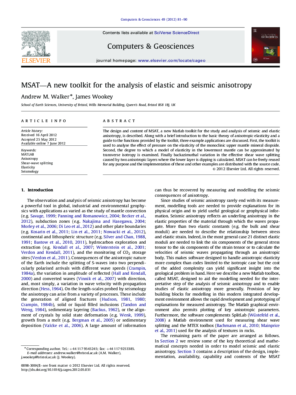 MSAT—A new toolkit for the analysis of elastic and seismic anisotropy