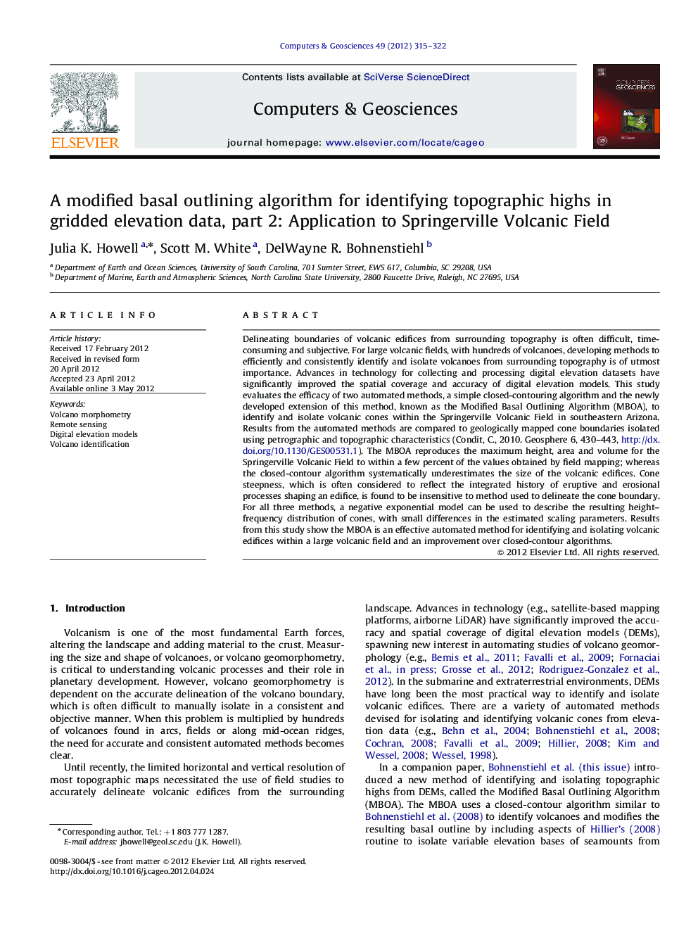 A modified basal outlining algorithm for identifying topographic highs in gridded elevation data, part 2: Application to Springerville Volcanic Field