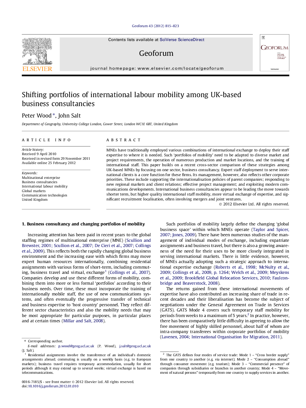 Shifting portfolios of international labour mobility among UK-based business consultancies