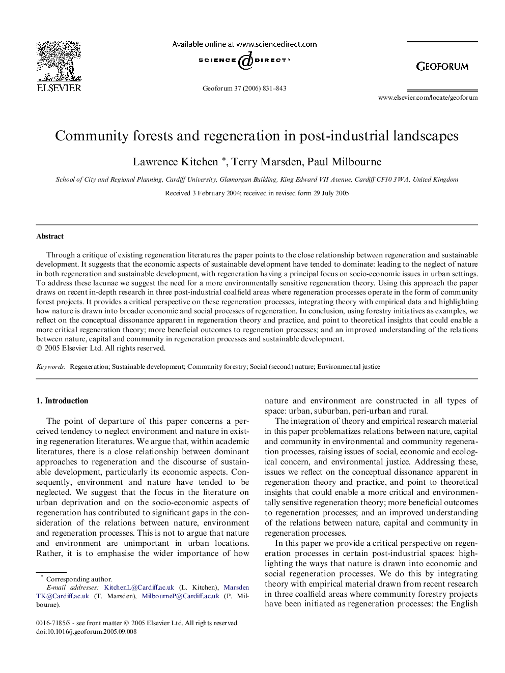 Community forests and regeneration in post-industrial landscapes