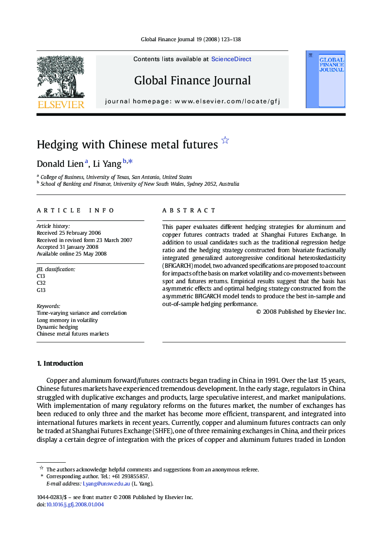 Hedging with Chinese metal futures