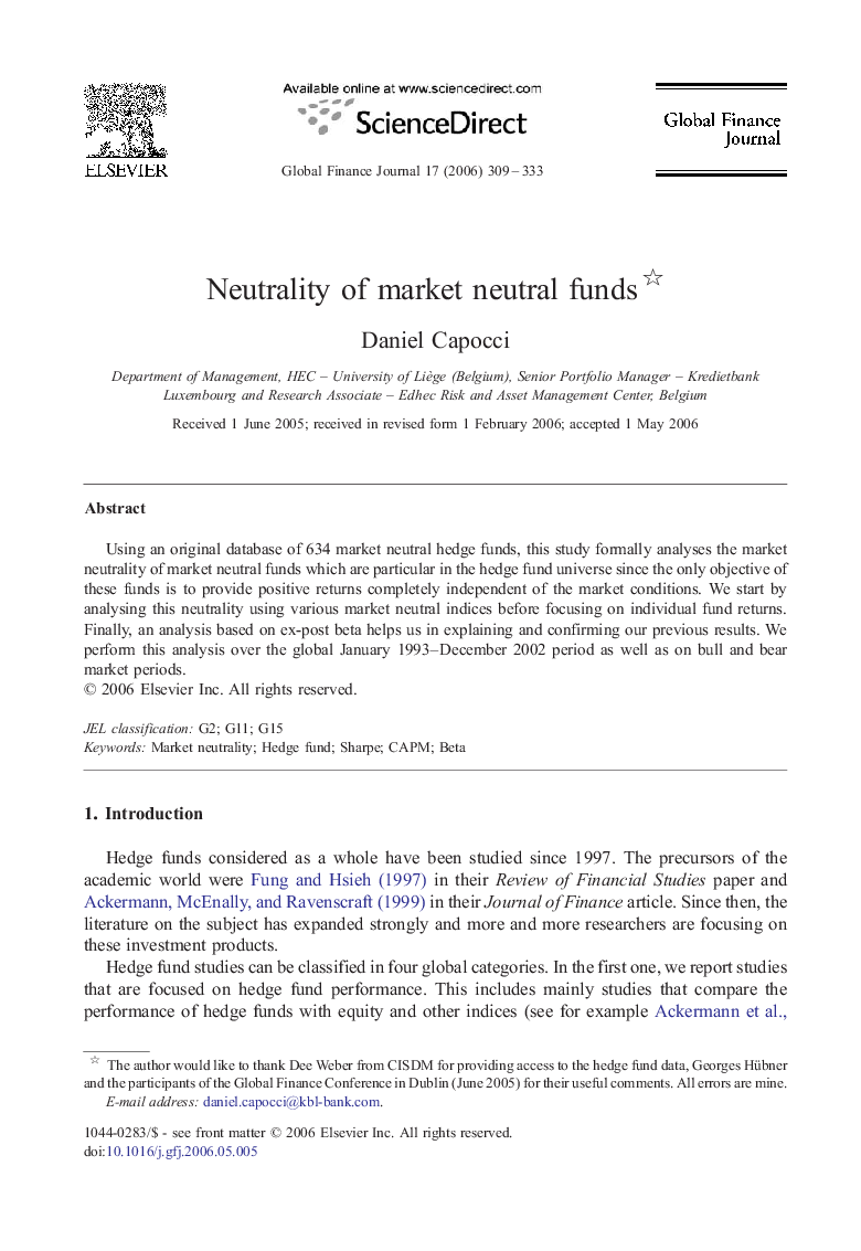 Neutrality of market neutral funds