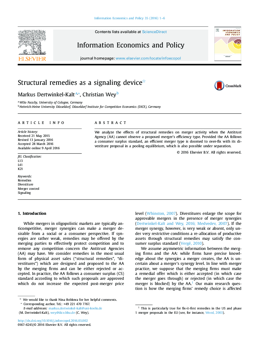 Structural remedies as a signaling device