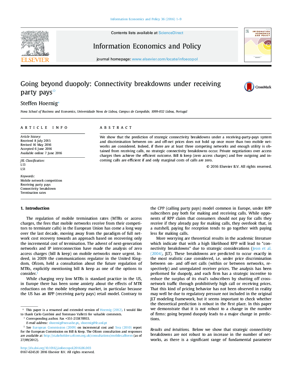 Going beyond duopoly: Connectivity breakdowns under receiving party pays