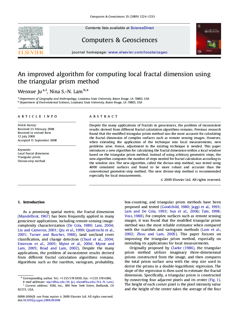 An improved algorithm for computing local fractal dimension using the triangular prism method