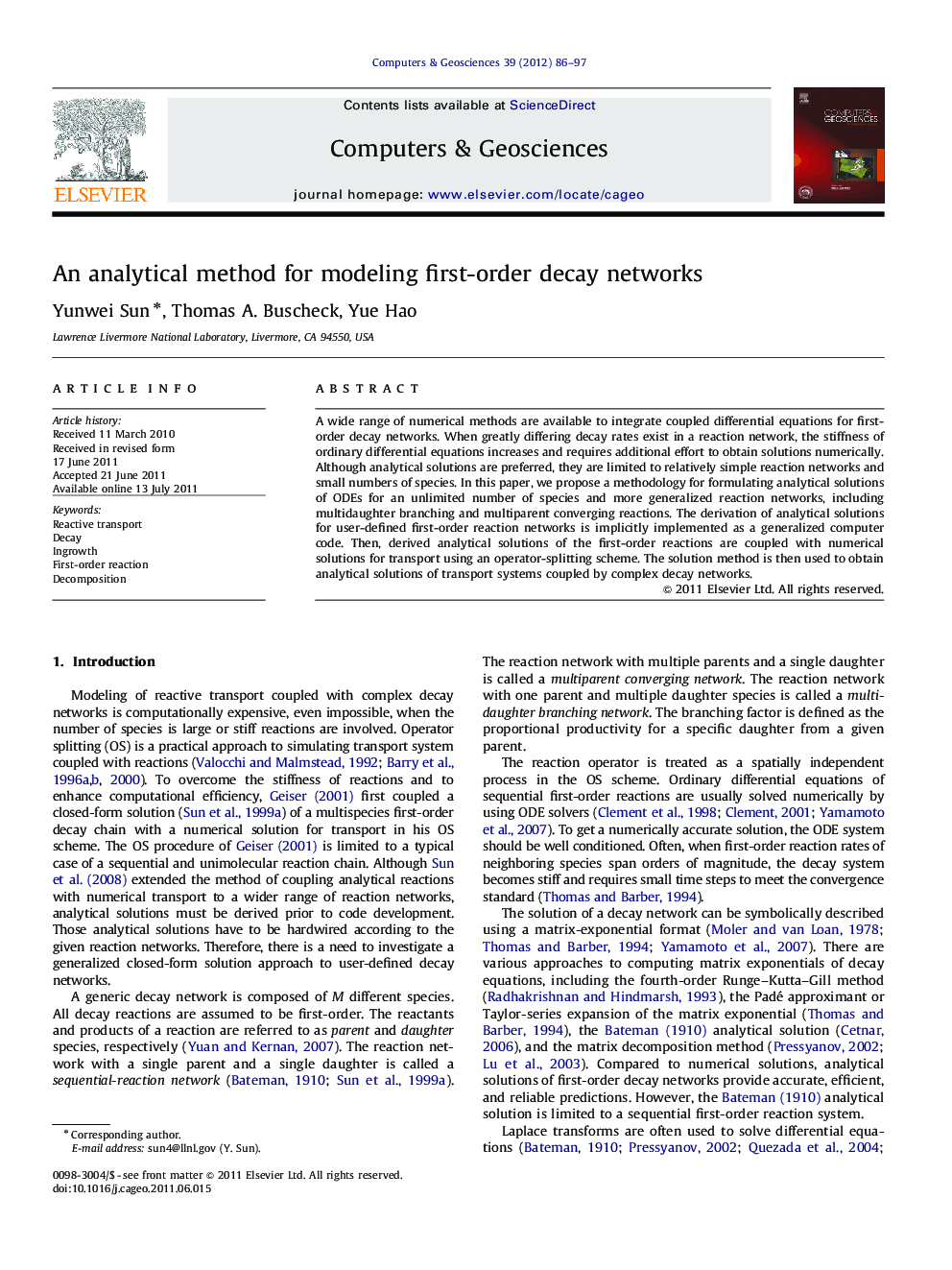 An analytical method for modeling first-order decay networks