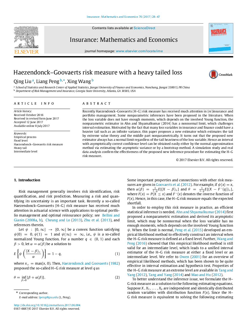 Haezendonck-Goovaerts risk measure with a heavy tailed loss