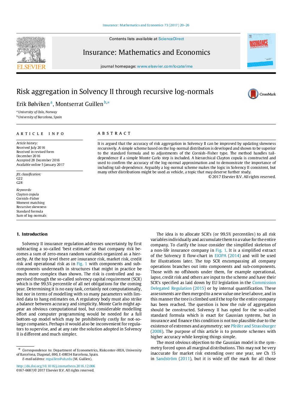 Risk aggregation in Solvency II through recursive log-normals