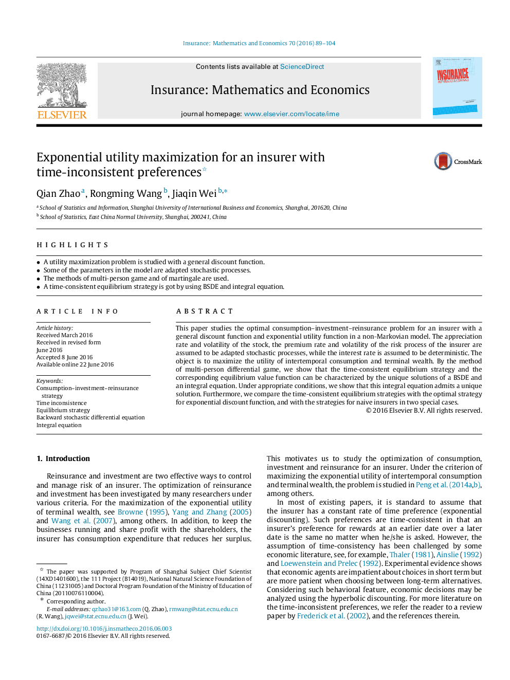 Exponential utility maximization for an insurer with time-inconsistent preferences