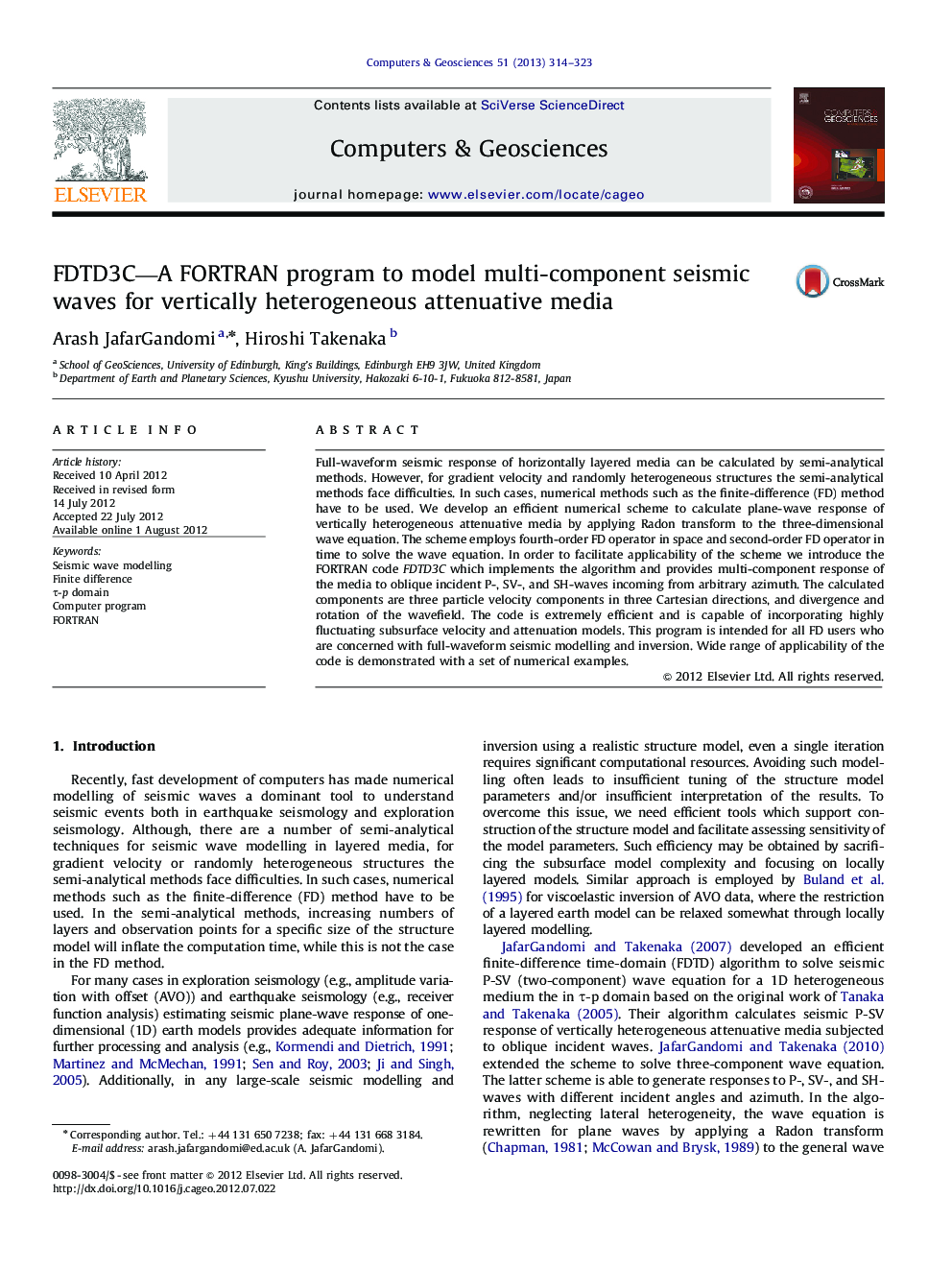 FDTD3C—A FORTRAN program to model multi-component seismic waves for vertically heterogeneous attenuative media