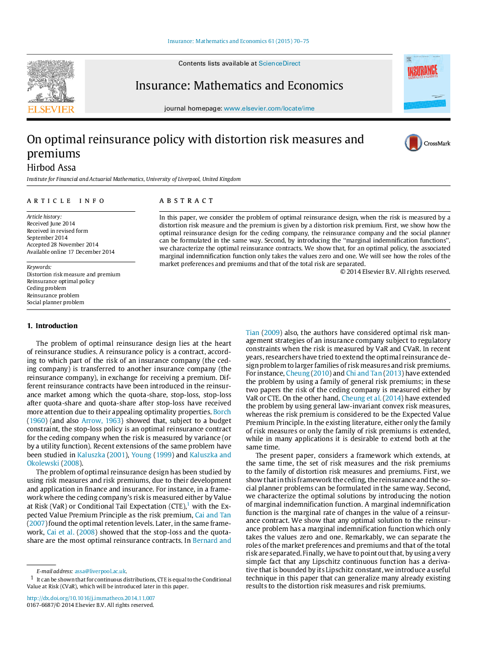 On optimal reinsurance policy with distortion risk measures and premiums