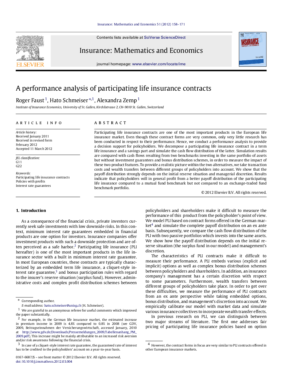 A performance analysis of participating life insurance contracts