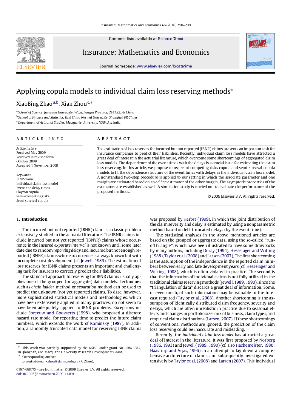 Applying copula models to individual claim loss reserving methods