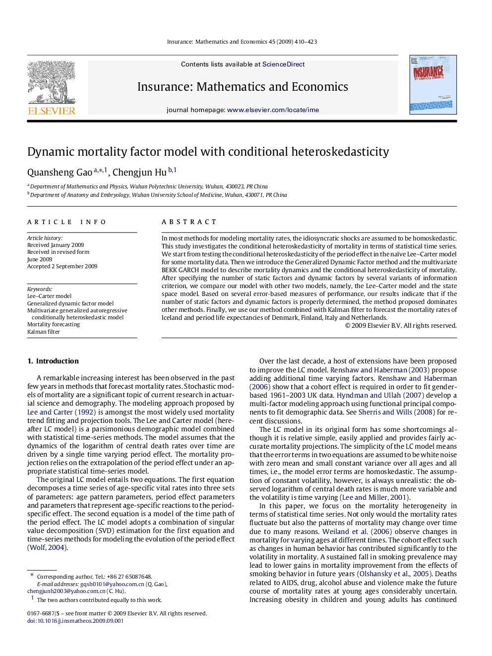 Dynamic mortality factor model with conditional heteroskedasticity