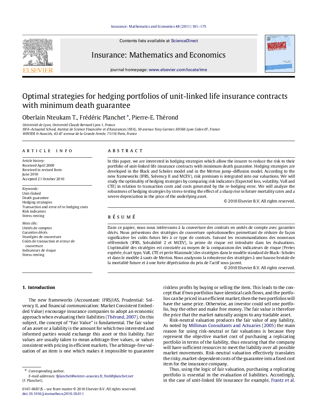 Optimal strategies for hedging portfolios of unit-linked life insurance contracts with minimum death guarantee