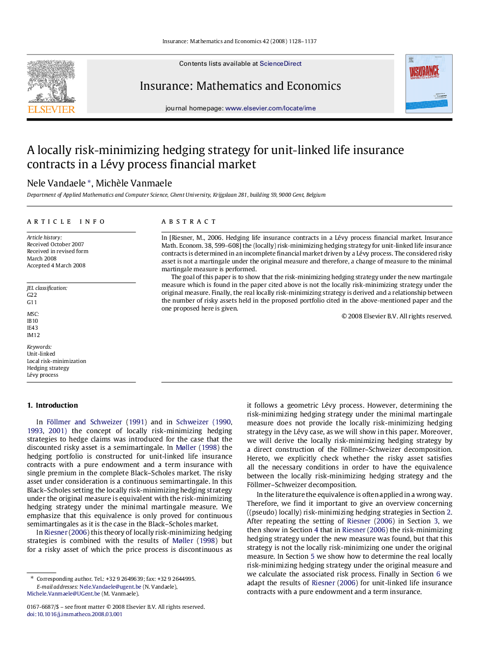 A locally risk-minimizing hedging strategy for unit-linked life insurance contracts in a Lévy process financial market