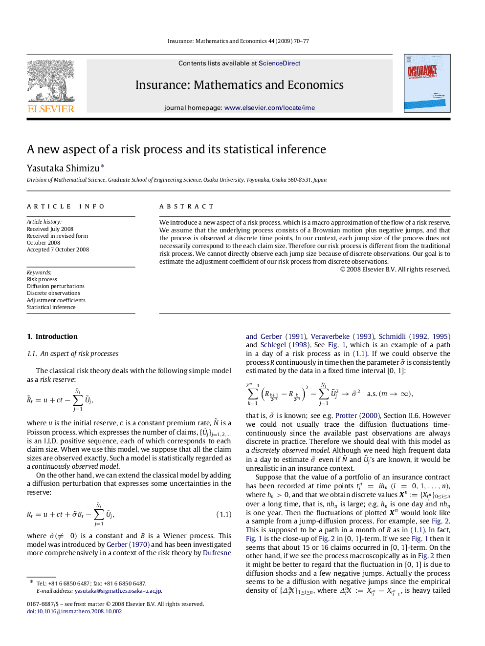 A new aspect of a risk process and its statistical inference