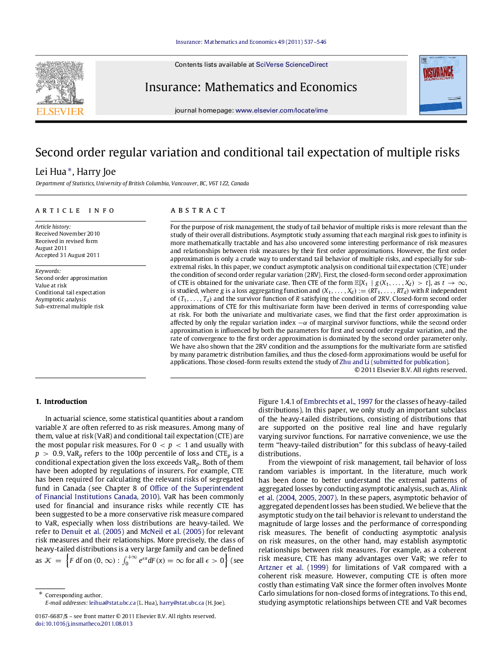 Second order regular variation and conditional tail expectation of multiple risks