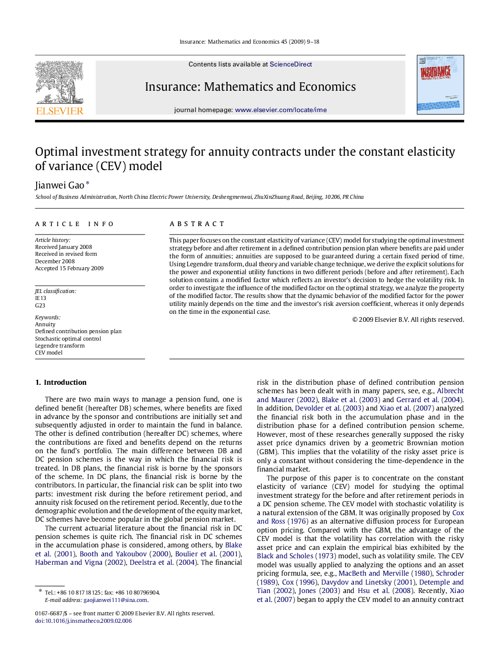 Optimal investment strategy for annuity contracts under the constant elasticity of variance (CEV) model