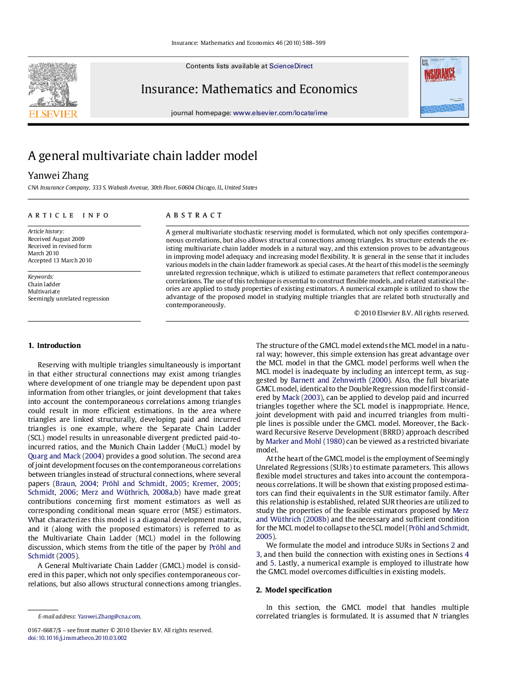 A general multivariate chain ladder model