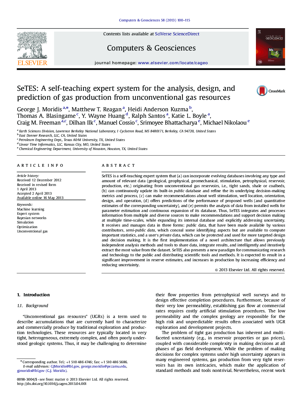 SeTES: A self-teaching expert system for the analysis, design, and prediction of gas production from unconventional gas resources