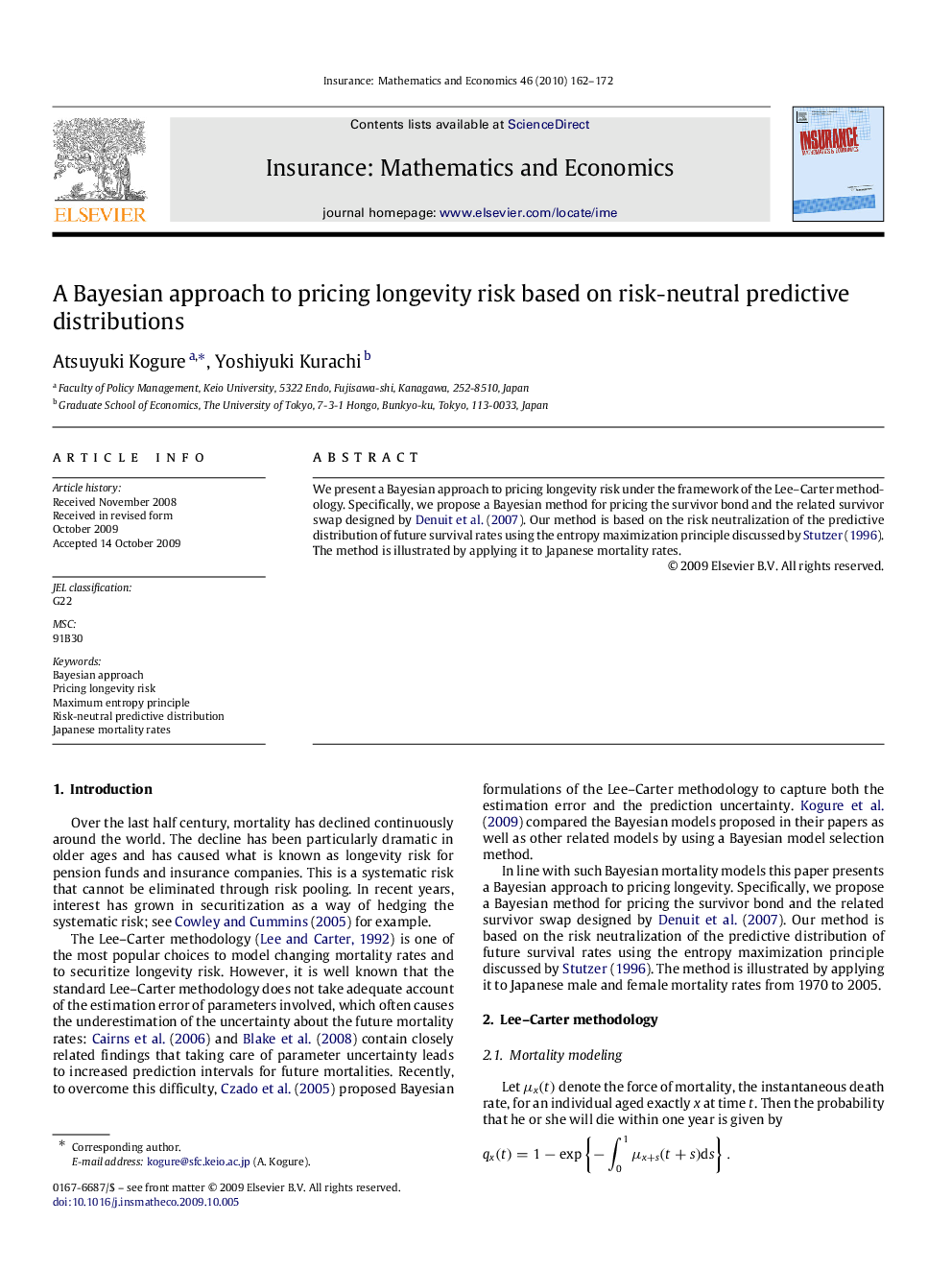 A Bayesian approach to pricing longevity risk based on risk-neutral predictive distributions