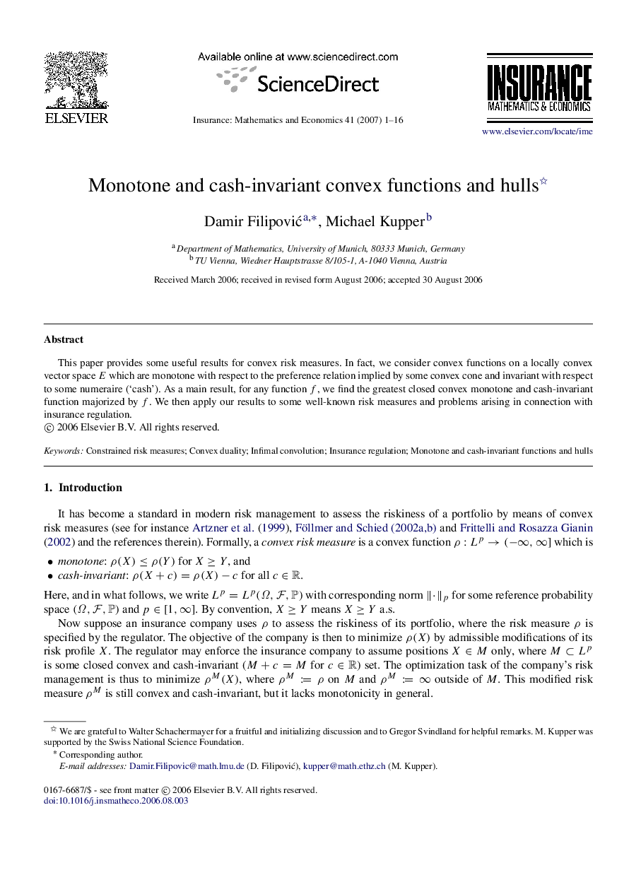 Monotone and cash-invariant convex functions and hulls