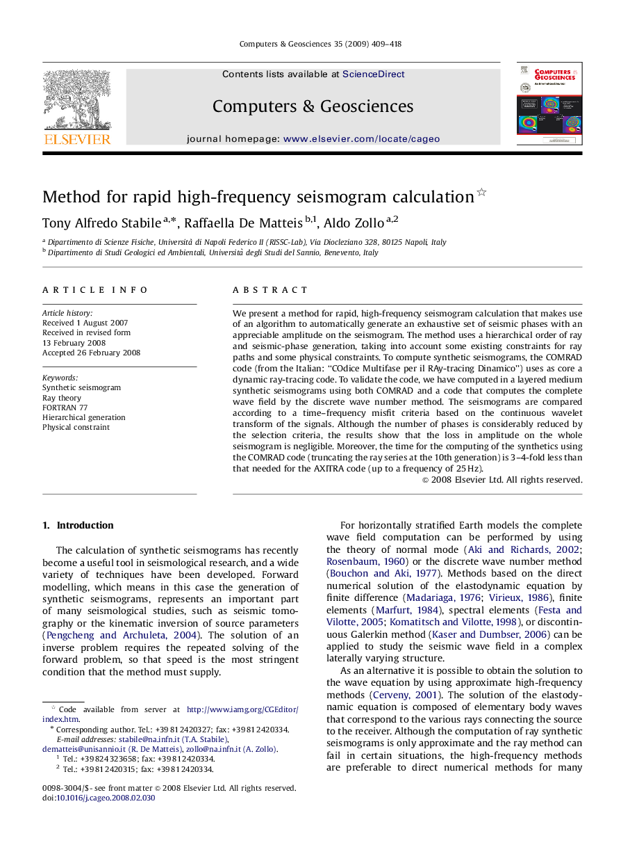 Method for rapid high-frequency seismogram calculation 