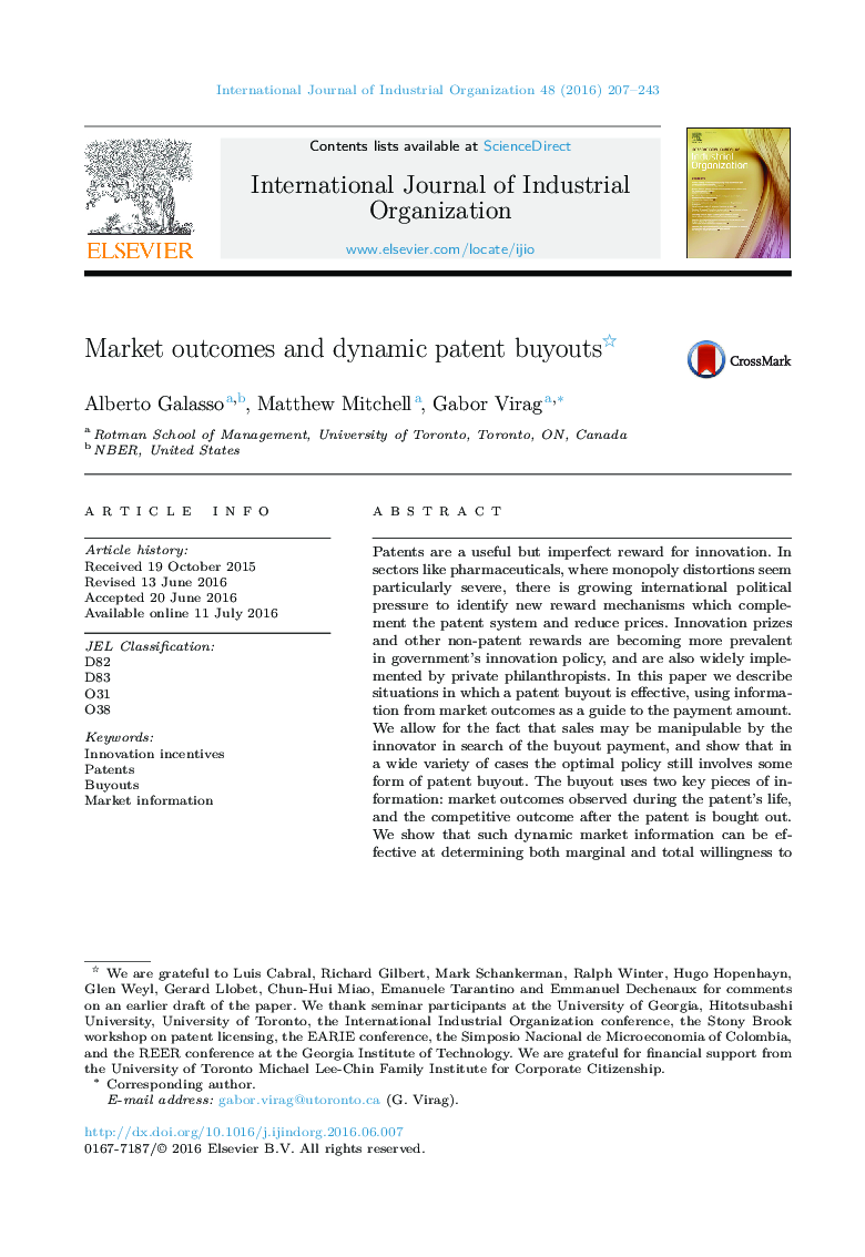 Market outcomes and dynamic patent buyouts