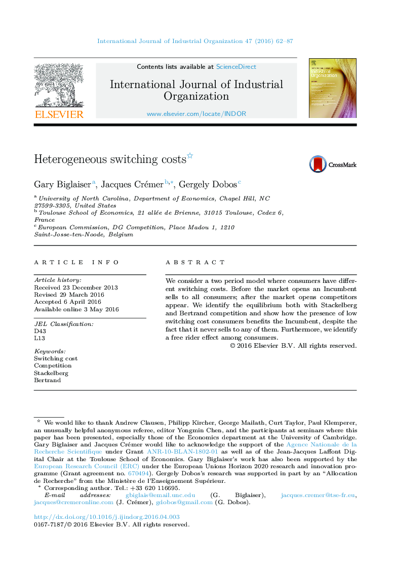 Heterogeneous switching costs