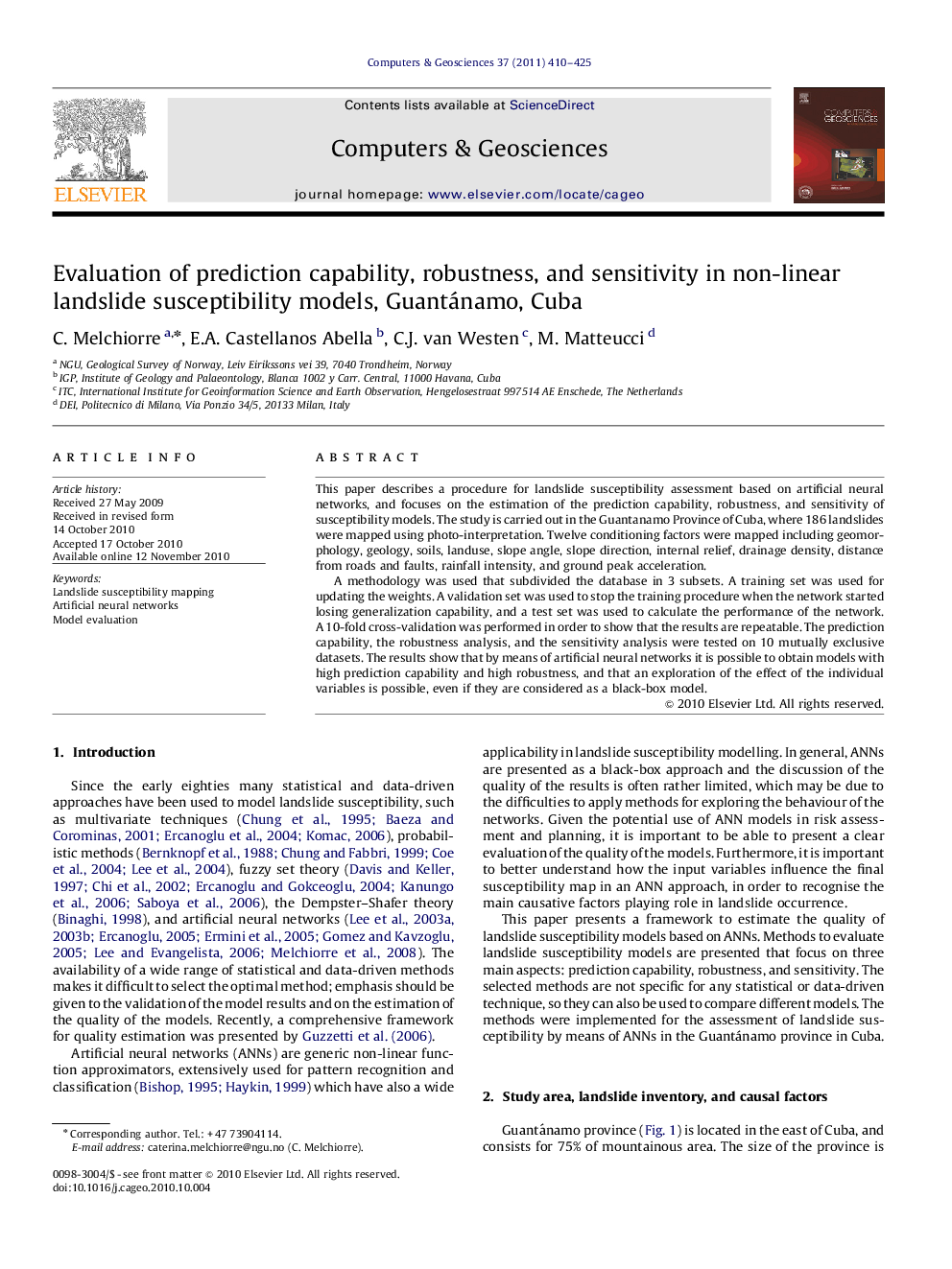 Evaluation of prediction capability, robustness, and sensitivity in non-linear landslide susceptibility models, Guantánamo, Cuba