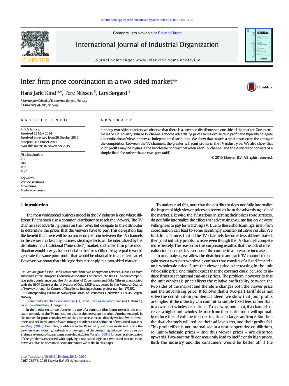 Inter-firm price coordination in a two-sided market