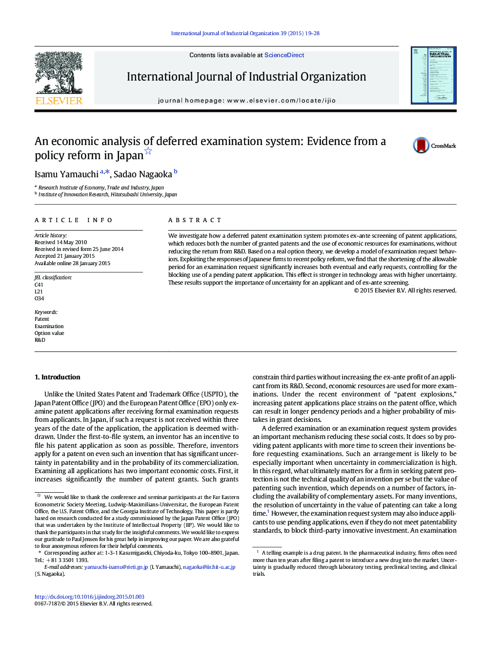 An economic analysis of deferred examination system: Evidence from a policy reform in Japan