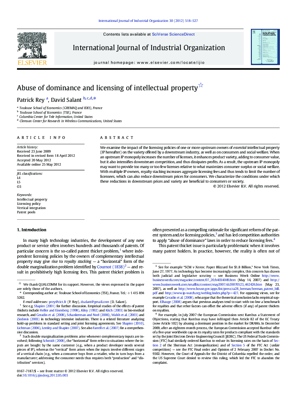 Abuse of dominance and licensing of intellectual property