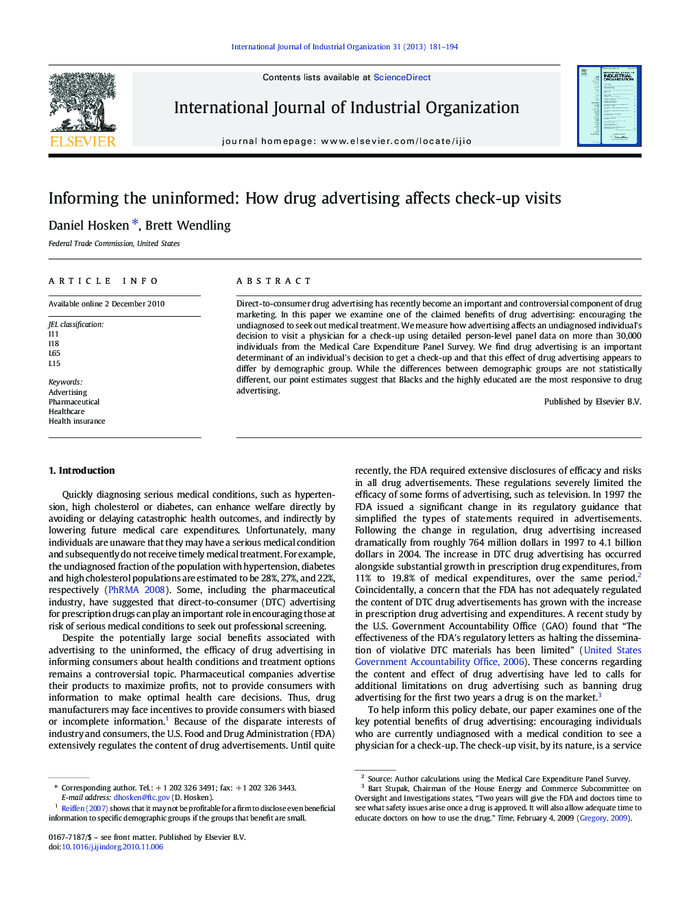 Informing the uninformed: How drug advertising affects check-up visits