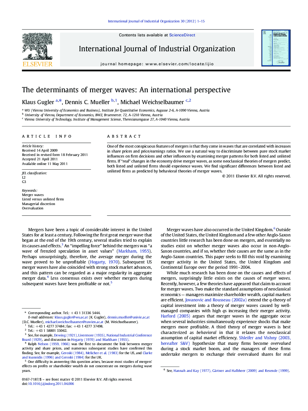 The determinants of merger waves: An international perspective