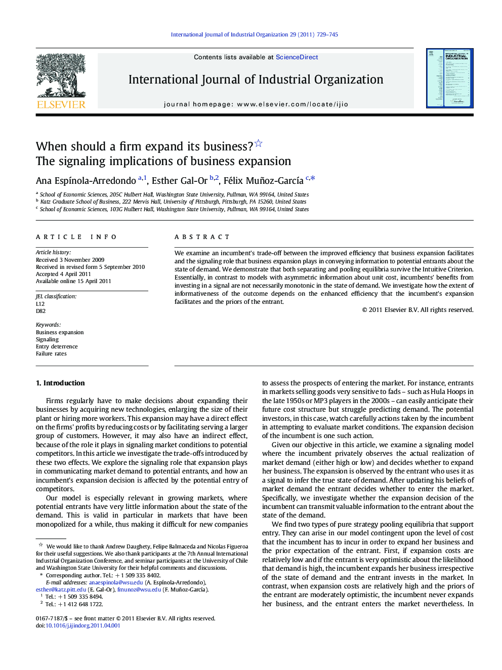 When should a firm expand its business?: The signaling implications of business expansion