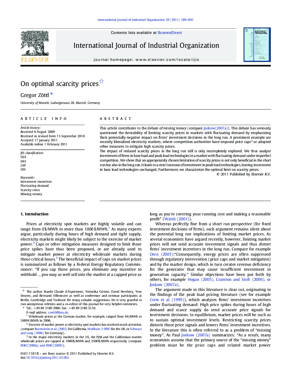 On optimal scarcity prices