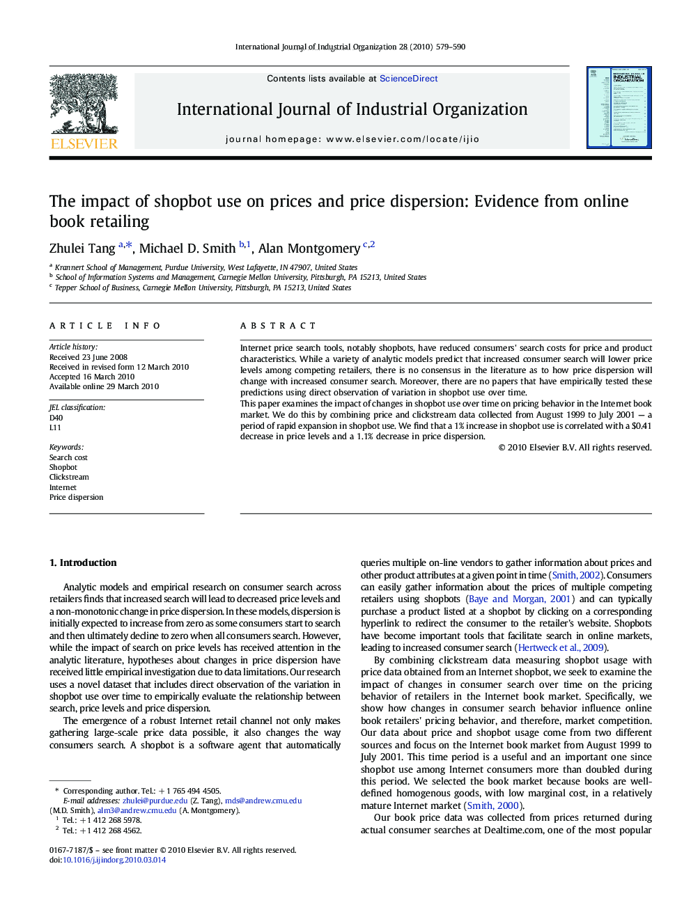 The impact of shopbot use on prices and price dispersion: Evidence from online book retailing