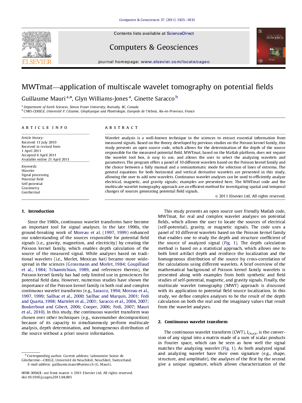 MWTmat—application of multiscale wavelet tomography on potential fields